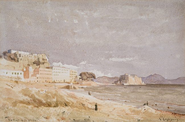 Vue de la baie de Naples, Dessin de Henri Harpignies