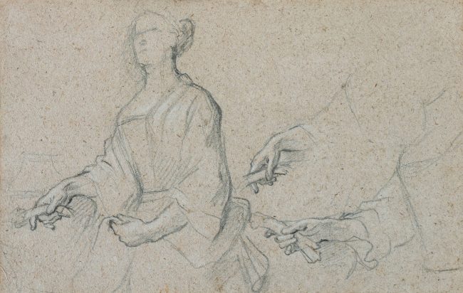 Studies for a portrait of a lady, drawing of Francois de Troy