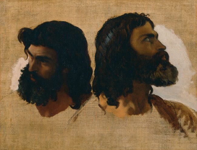 Deux études de tête, tableau de Augustin Pils