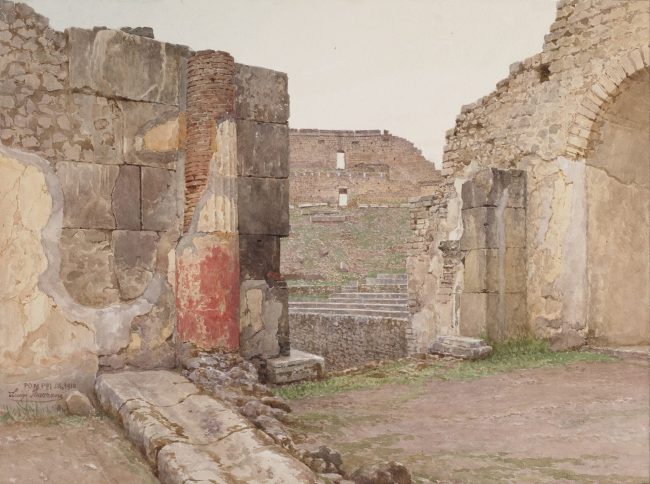S2155 – Bazzani – View of the Large Theater in Pompei Vue de Pompéi par Luigi Bazzani