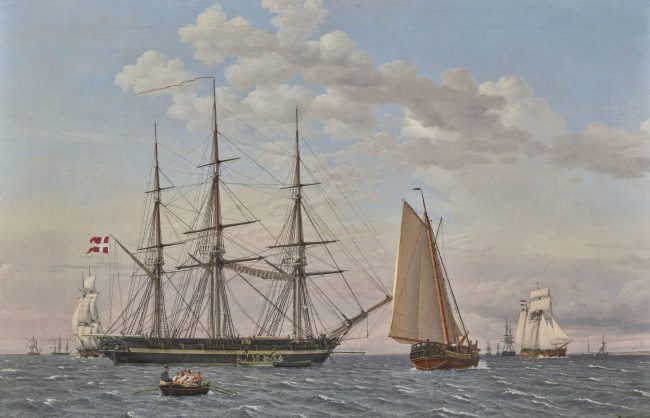 Marine représentant des crovettes peinte par Eckersberg