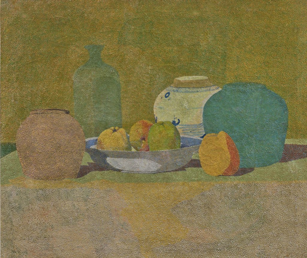 Hendricus Petru Bremmer. Nature morte aux pommes dans un bol, pots et vase. Une des oeuvres qui sera présente sur le stand